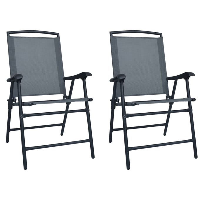 vidaXL - Opklapbare - stoelen, - 2 - stuks, - textiel - grijs