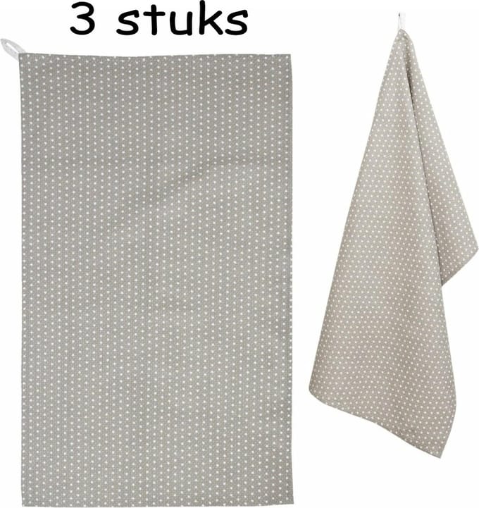 Clayre Eef - Theedoek - sterren - Taupe - 3 stuks