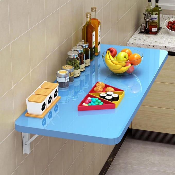 Vouw Wandbureau - Klaptafel - Ruimte Besparen - Stevige Beugel - 80x40cm - Blauw