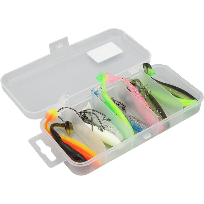 7cm Vislok Siliconen Zacht Tweekleurig T-staart Visaas Set Visaccessoires Set voor Zoutwatervissen white