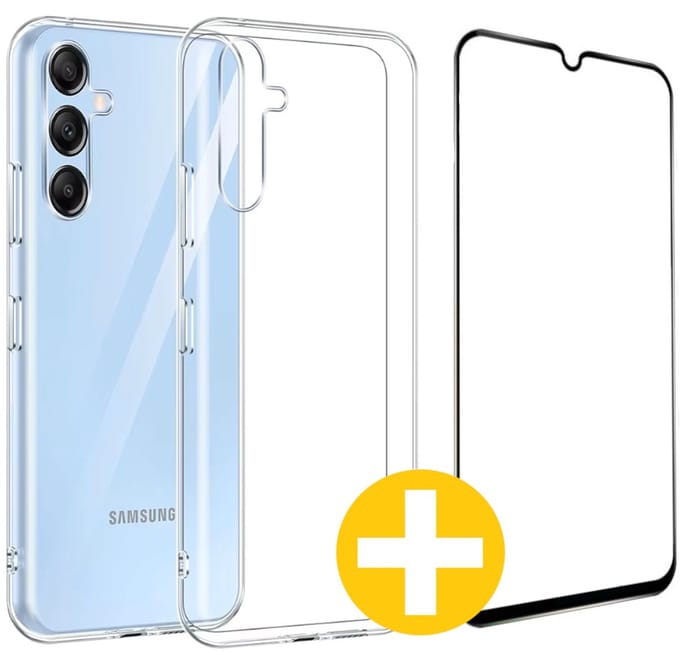 Hoesje en Screenprotector Combi Geschikt Voor Samsung A54 - Transparant Hoesje + Premium Screenprotector