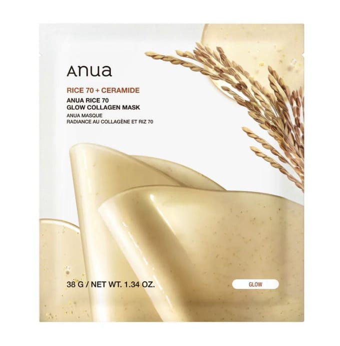 Anua Masque Visage Hydrogel Collagène Rice 70 Glow 38 g
