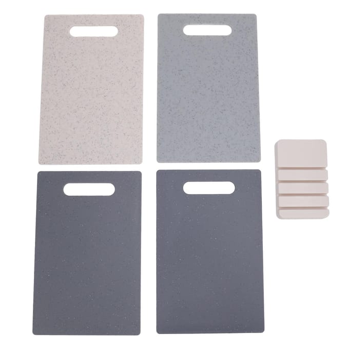 4-delige Snijplankset Plastic Flexibele Snijplanken met Antislip Basis voor Vlees Groenten Fruit gray