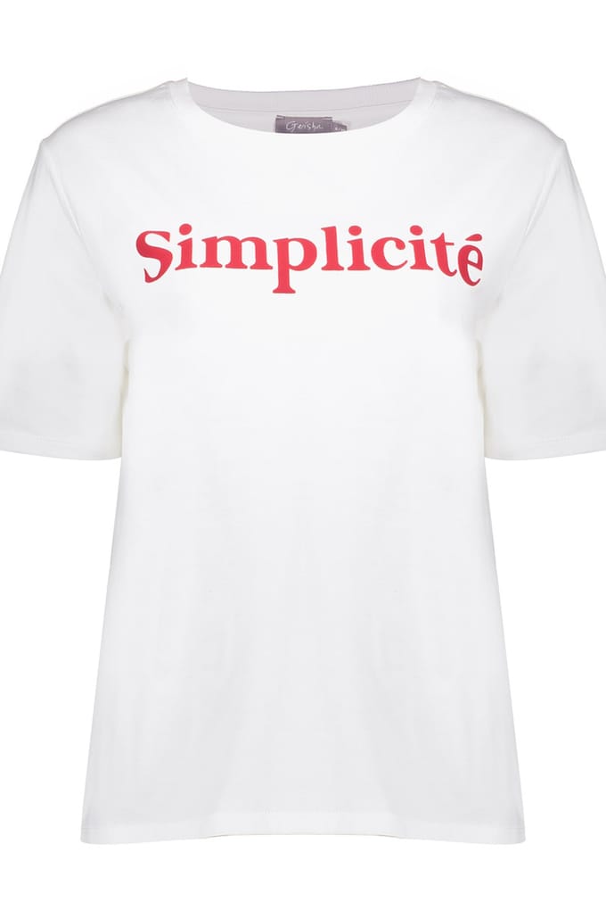 Geisha T-shirt Simplicite Off-white/red Größe: L | Hemden Outlet | Damen | Weiß