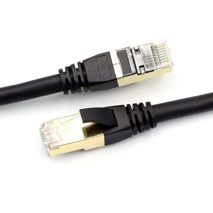 Câble Ethernet Cat8 câble réseau haute vitesse 40Gbps 2000Mhz/paire torsadée blindée/plaqué or 2m noir