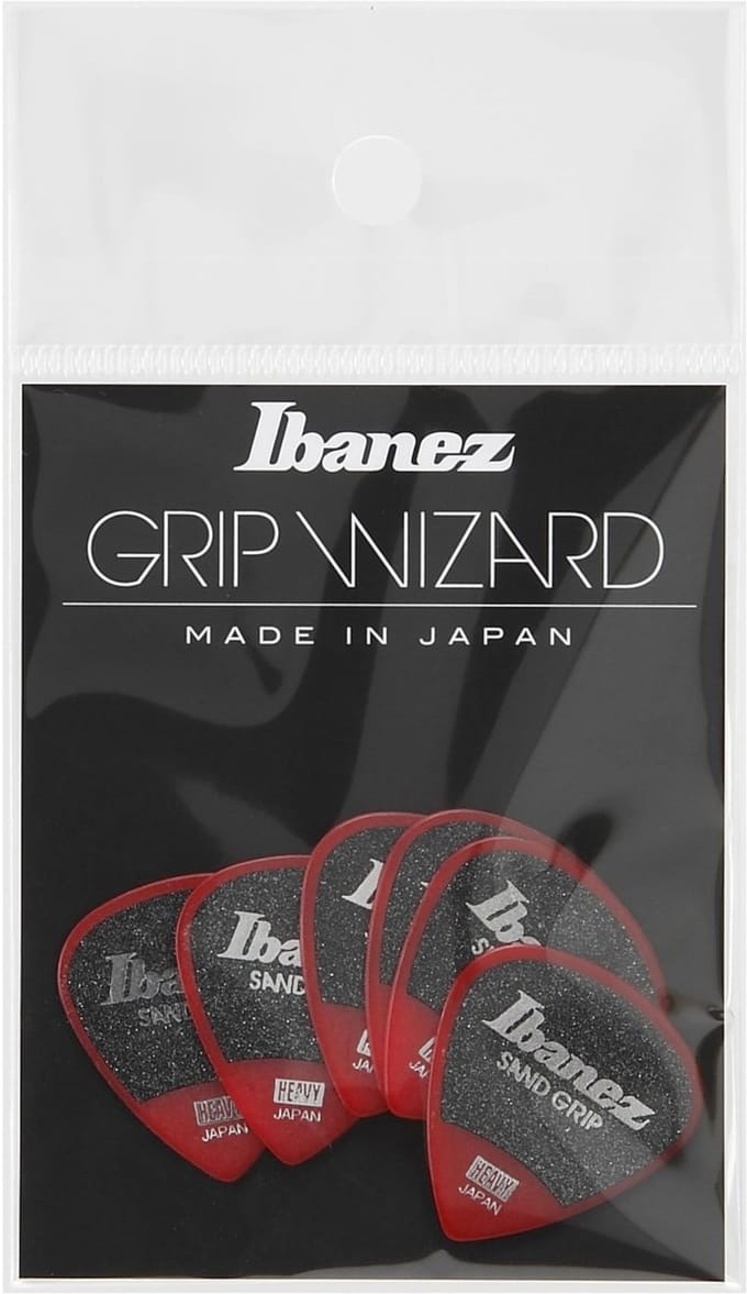 Ibanez PPA16HSG Sand-Grip Short Teardrop Guitar Pick Red 1.0mm (6-Pack) - Plectrum set