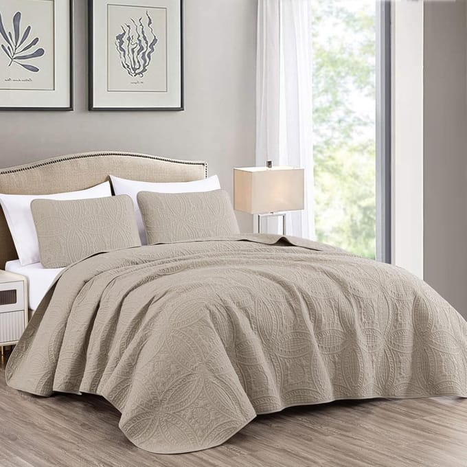 Collection Austin 3-delige extra grote spreiset, kingsize, kaki
