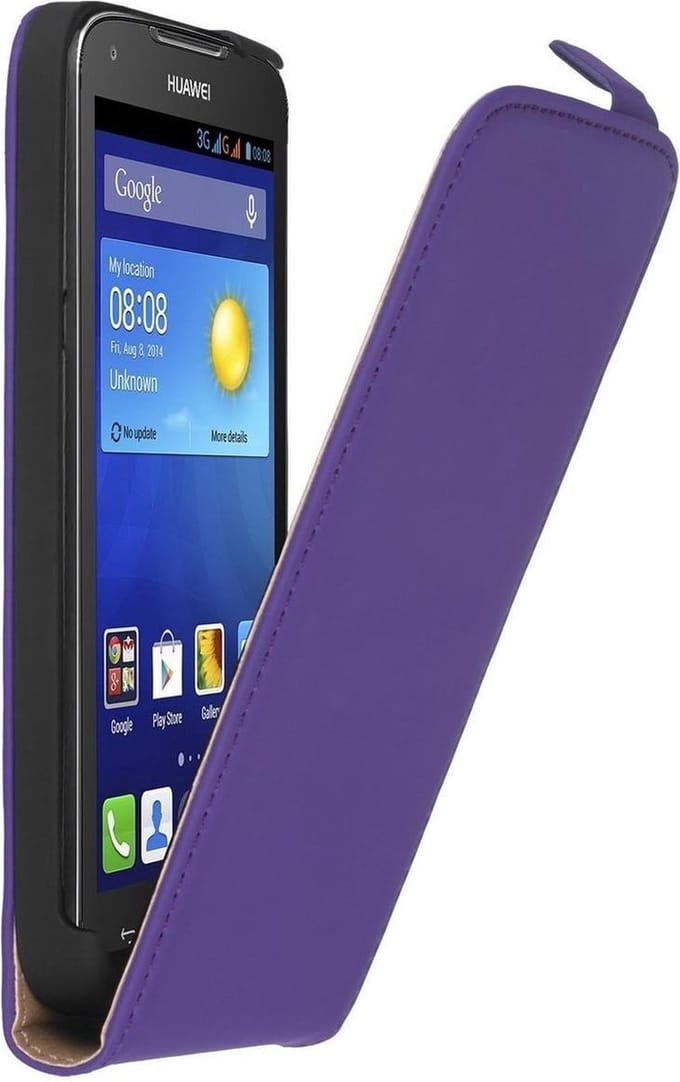 Lelycase Paars premium leder flipcase voor de Huawei Ascend Y540