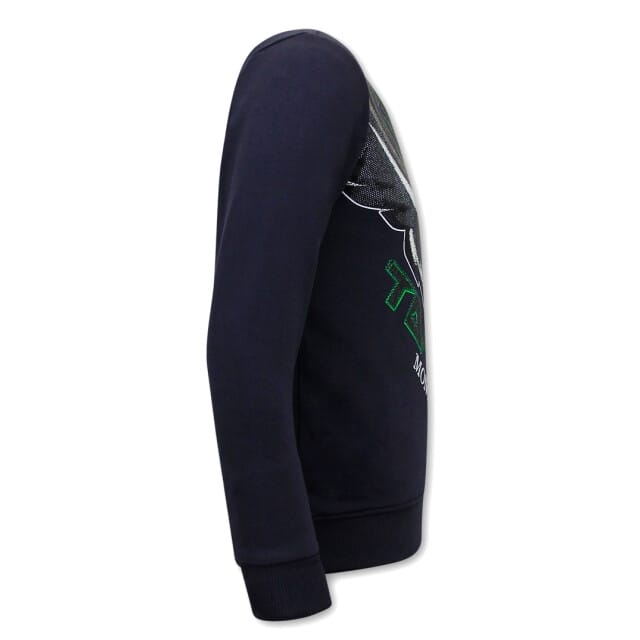 Heren Sweater met Print - Eagle Head - 3645 - Blauw