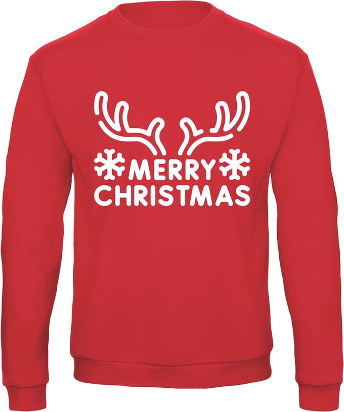 Kersttrui - Merry Christmas - Rood - XXL - B&C