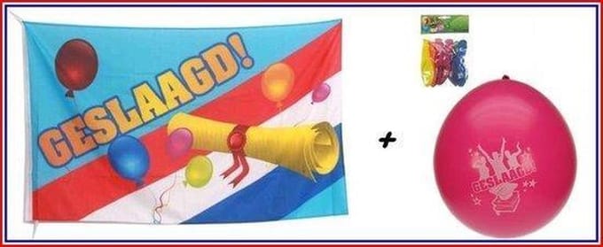 Vlag geslaagd NL 90x150cm + ballonnen