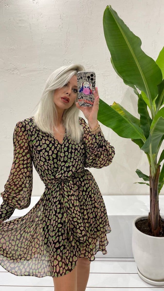 Chiffon Jurk/Groen/SIRMAZA