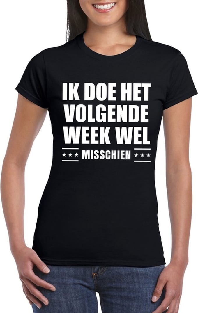 Zwart ik doe het volgende week wel t-shirt voor dames S