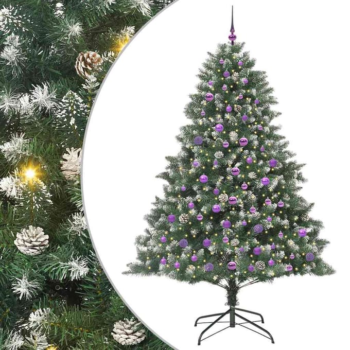 vidaXL - Kunstkerstboom - Groen - 210 - cm - PVC - en - Plastic - en - Staal