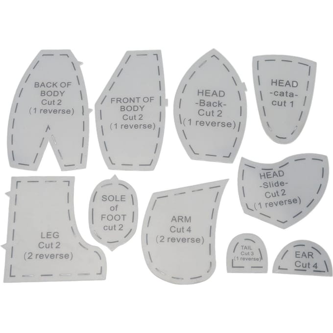 Ensemble de règles gabarits Ours Souvenir Acrylique Ours Souvenir Couture Quilting Gabarits 12 Pouces gray