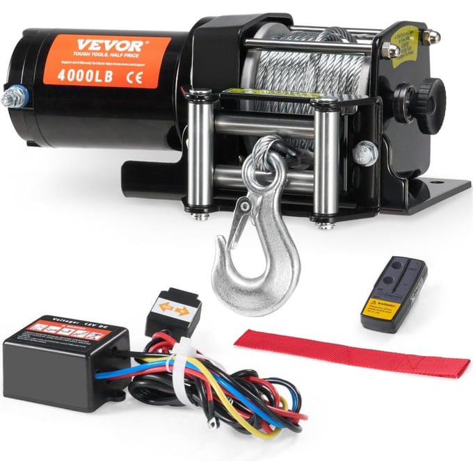 Treuil Électrique ATV UTV 4000 lbs Câble en Acier IP55 Étanche Télécommande