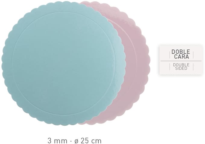 Dekora Cake Board dubbelzijdig roze/blauw 25 cm