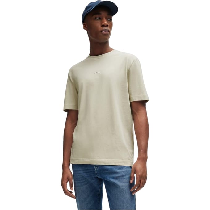 Boss Oversized T-shirt voor heren met Tchup-logo (Licht Beige)