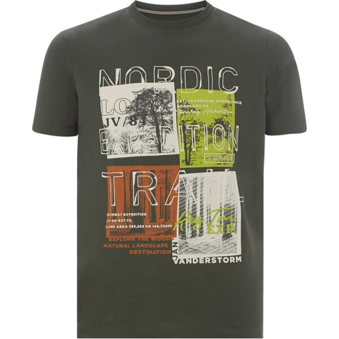 Jan Vanderstorm herren T-Shirt - 68/70 - olijf - Plus Size