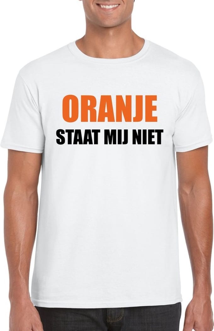 Oranje staat mij niet t-shirt wit heren M