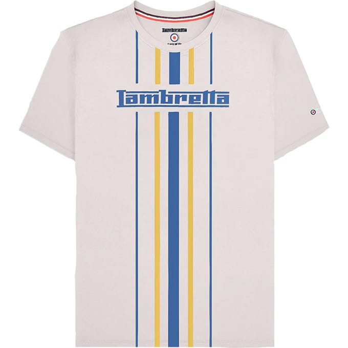 Lambretta Heren verticaal streep T-shirt (Witkap grijs)