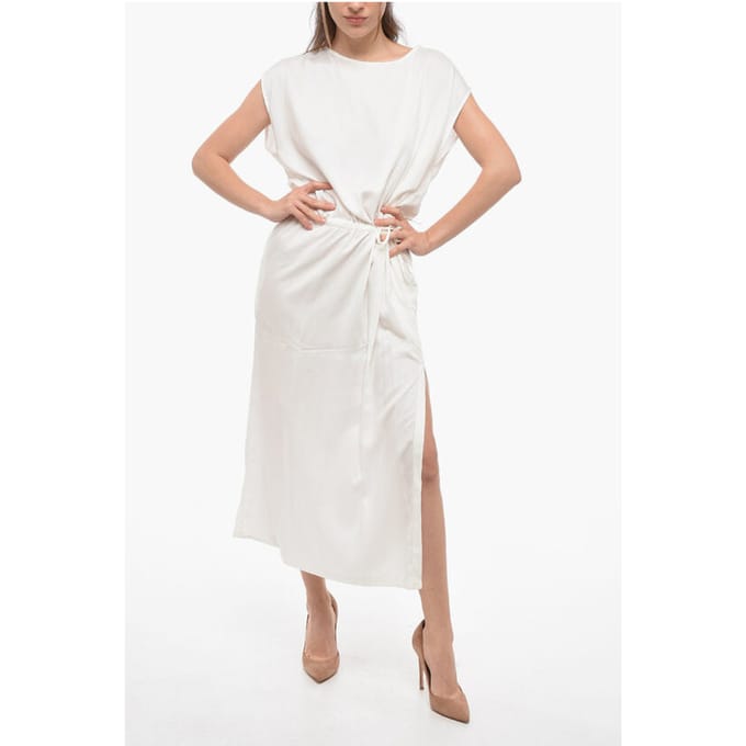 Twill effen maxi-jurk in wit