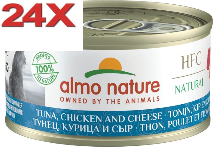 Almo Nature HFC - Kattenvoer - Tonijn, Kip & Kaas - 24x70gr