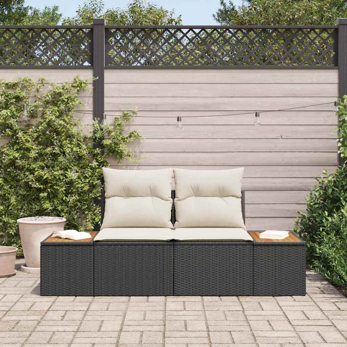 vidaXL - Tuin - Sofa - Zwart - 184 - x - 62 - x - 85cm - poly - rattan