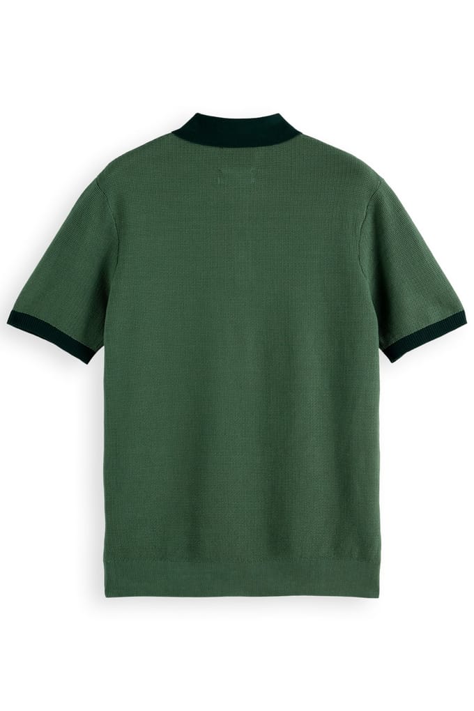 Scotch & Soda Structured Knitted Solid Polo Sage Green Taglia: S | Polo Outlet | Uomo | Verde