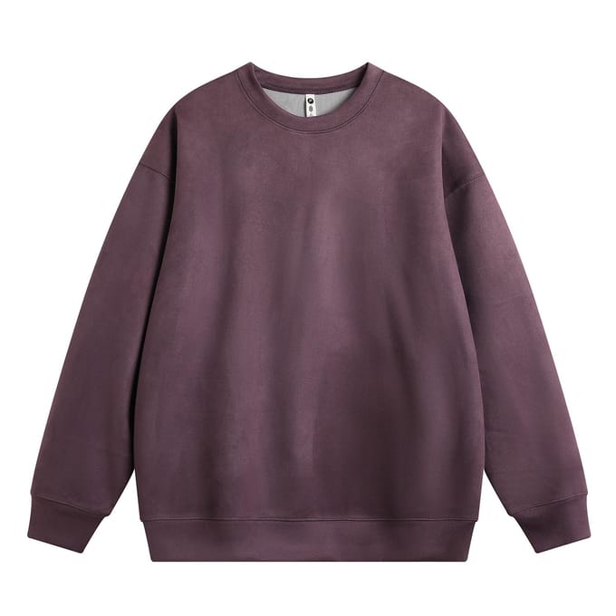 Pull Homme Printemps et Automne Américain Rétro Col Rond Haut Ample Couleur Unie Ado Décontracté Bas Chemise 4XL violet