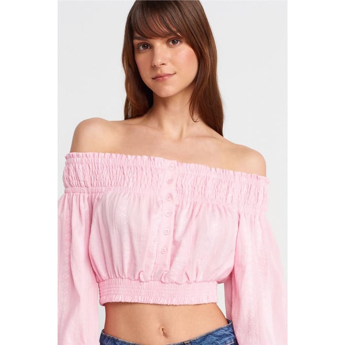 Schoudervrije Crop Blouse