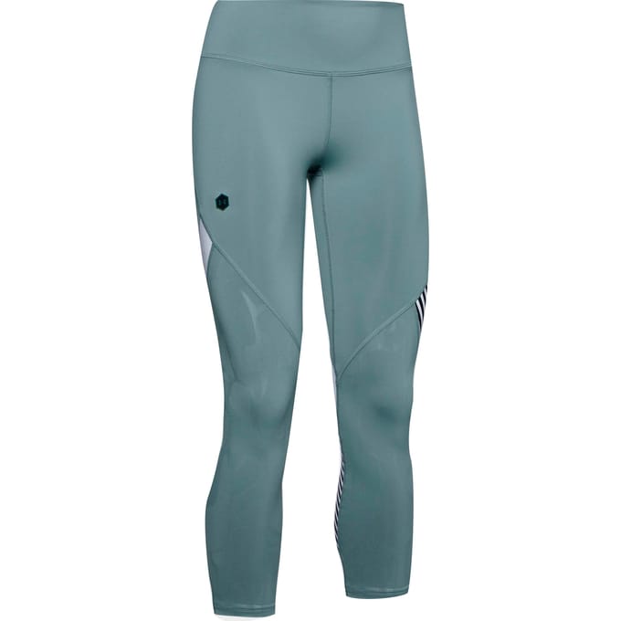 Under Armour Dames Rush Embossed Shine Crop Legging Strak 1351717 396