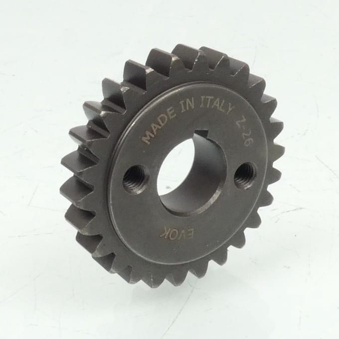 Pignon bout vilebrequin EVOK pour auto Piaggio 50 Ape 2009 à 2017 26 dents Neuf