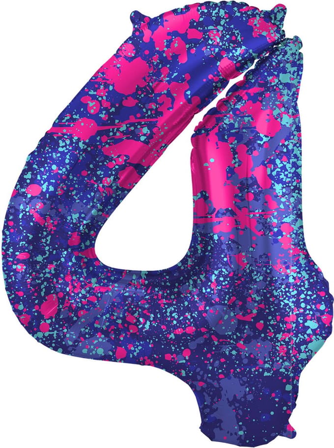 Folat - Folieballon Cijfer 4 Paint Splash - 86 cm