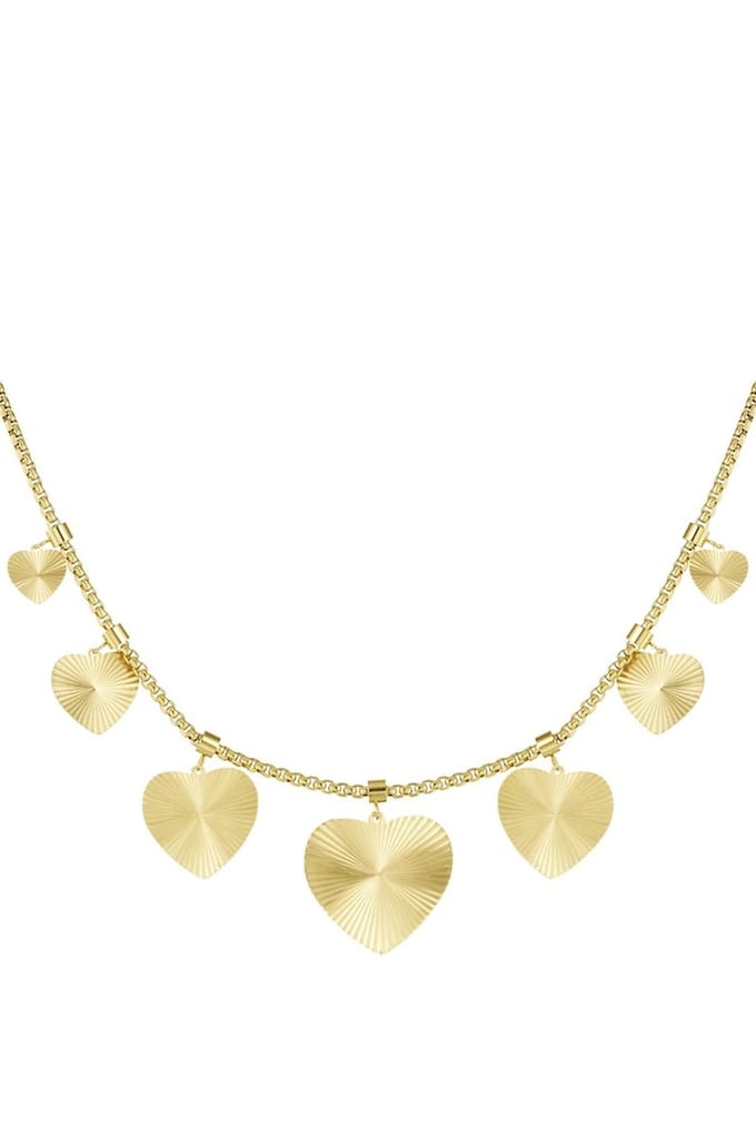 Bijoutheek Collier Hartjes Structuur Goud