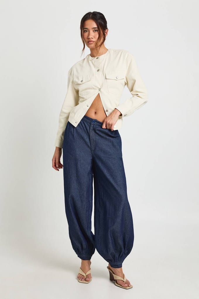 boohoo Dames Chambray Harembroek | Indigo | Maat: 38