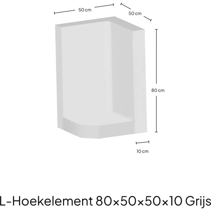 Hoek-L-Element 80x50x50x10cm Zichtbeton