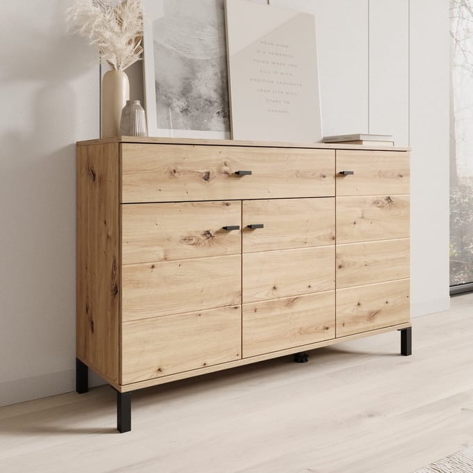 Meubella - Avellio - Dressoir - Eikenpatroon - 116x35x78 cm