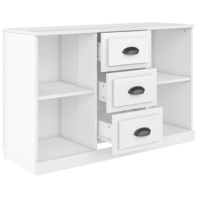 vidaXL - Dressoir - 104,5x35,5x67,5 - cm - bewerkt - hout - hoogglans - wit