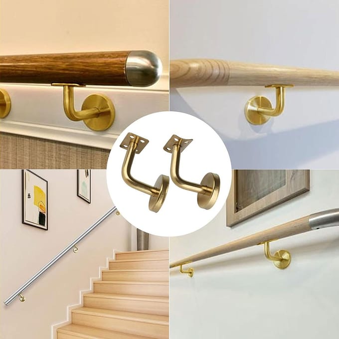 1 stuks Gouden Leuning Leuningsteun RVS Trapleuning Beugel Balustrade Wandmontage Meubelbeslag Accessoires