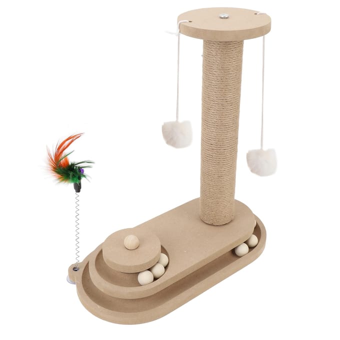 Krabpaal voor Katten Multifunctioneel Interactief Speelgoed met Stabiele Basis en Bal voor Vermaak en beige