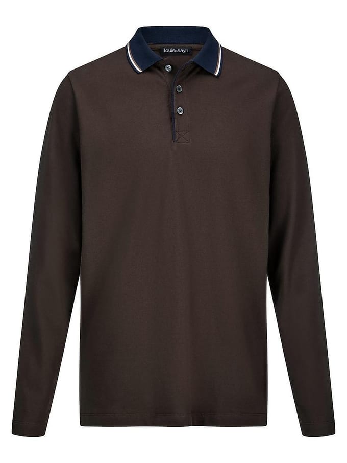 Poloshirt lange mouwen Van Louis Sayn bruin