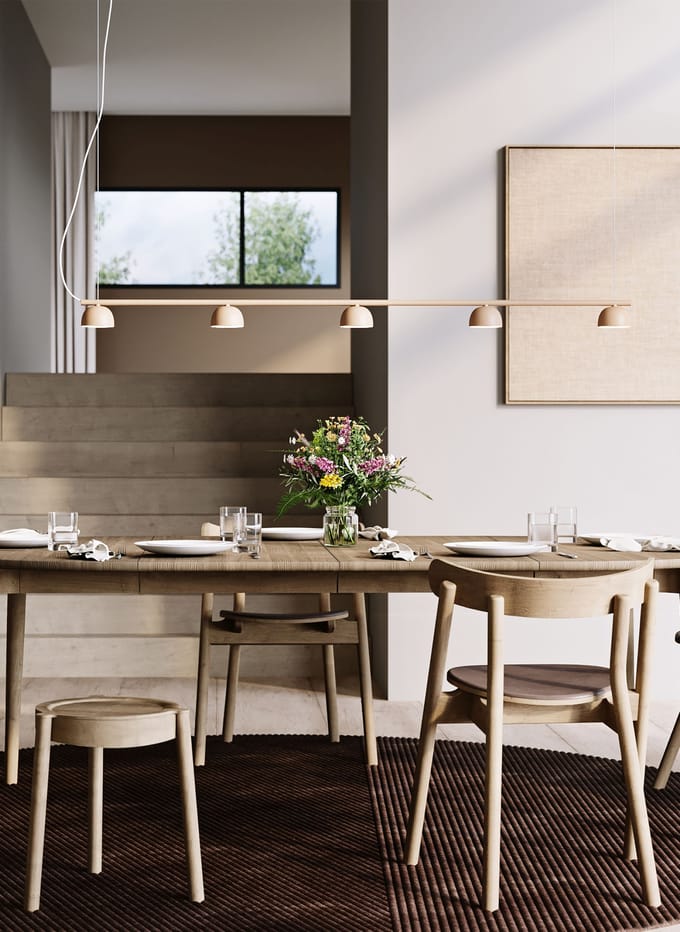 Northern Blush Rail Hanglamp 5 vlammig - warm beige