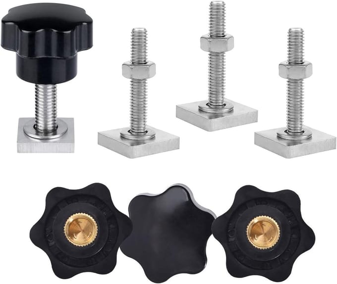dakdrager accessoires met T-sleuf glijblokken en stermoer - set van 4 stuks