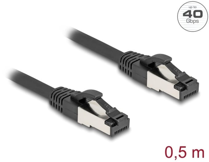 Delock RJ45 Network Cable Cat.8.1 S/FTP 0.5 m up to 40 Gbps black