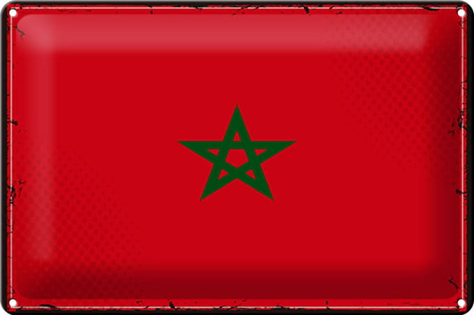 Blechschild Flagge Marokko 30x20cm Retro Flag of Morocco
