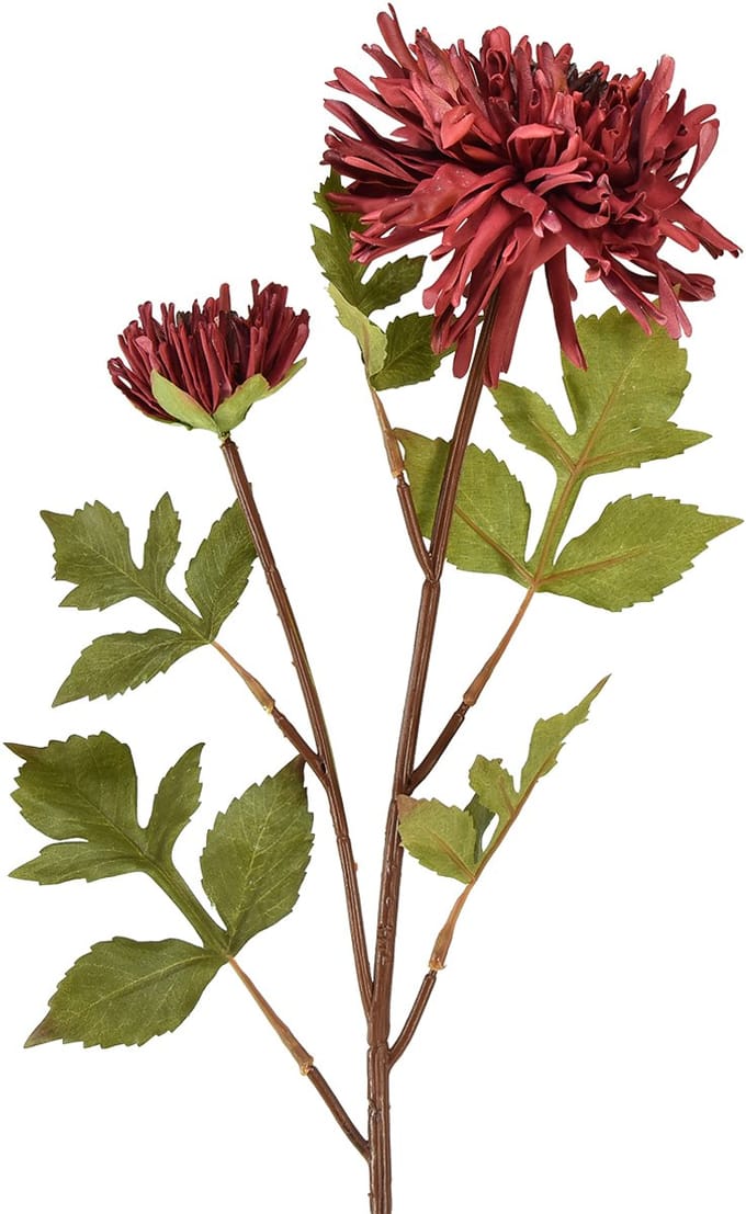 Kunstchrysant in bordeaux Ø5cm/Ø11cm L70cm