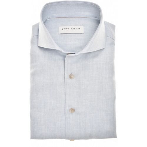 John Miller Overhemd Chambray Effect Subtle Mélange Look Airy Fabric Blend Licht Blauw / male
