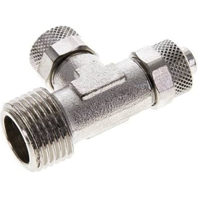 10x8 & R1/2'' Vernikkeld Messing T-Opsteekkoppeling Buitendraad
