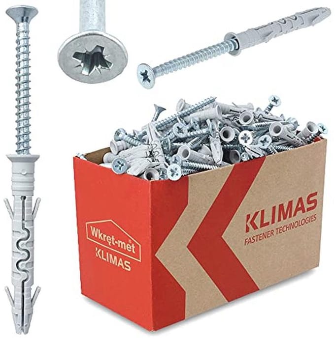 Pluggen en Schroevenset - 100 Stuks - Ø 8 mm x 65 mm - Voor Beton en Hout